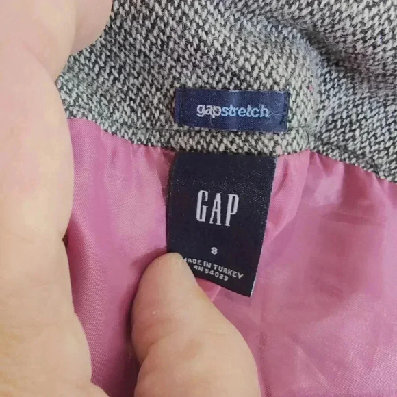 Gray Tweed Wool Blend Mini Skirt with Button by The Gap sz 8 Gapstretch - Picture 4 of 6